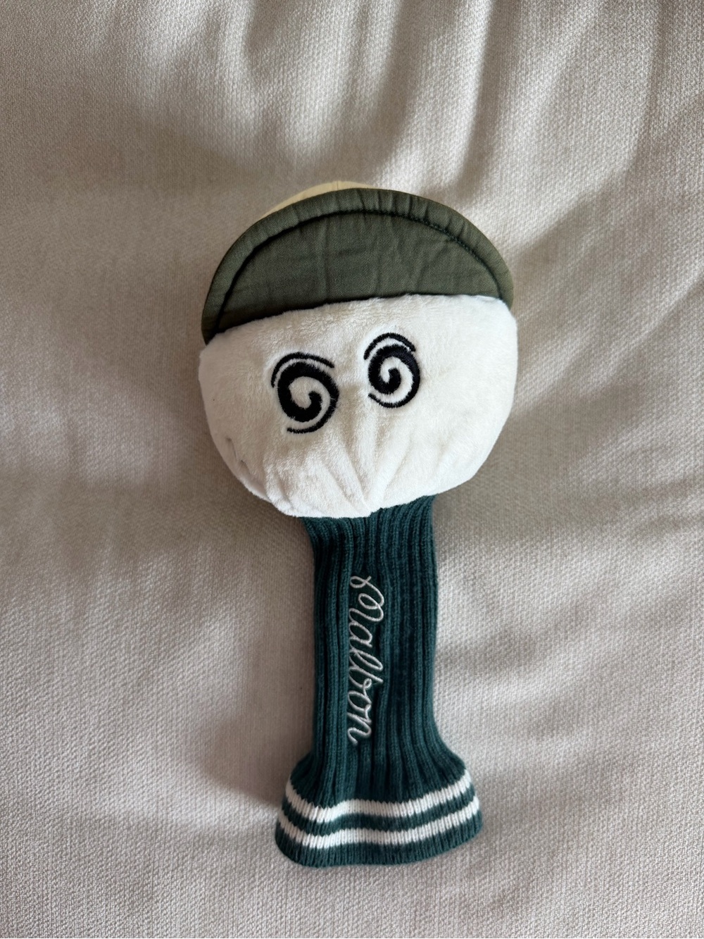 Plush Swirl-Face Golf Club Headcover in Green and White by Unknown